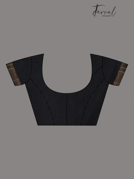 Black with golden zari Mangal Giri cotton handloom saree - Tamal Boutique