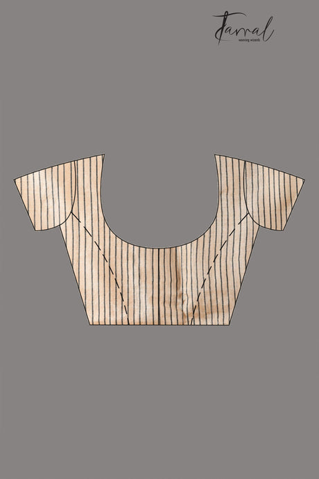 Light beige with black colour Tussar silk cut shuttle design handwoven jamdani saree - Tamal Boutique