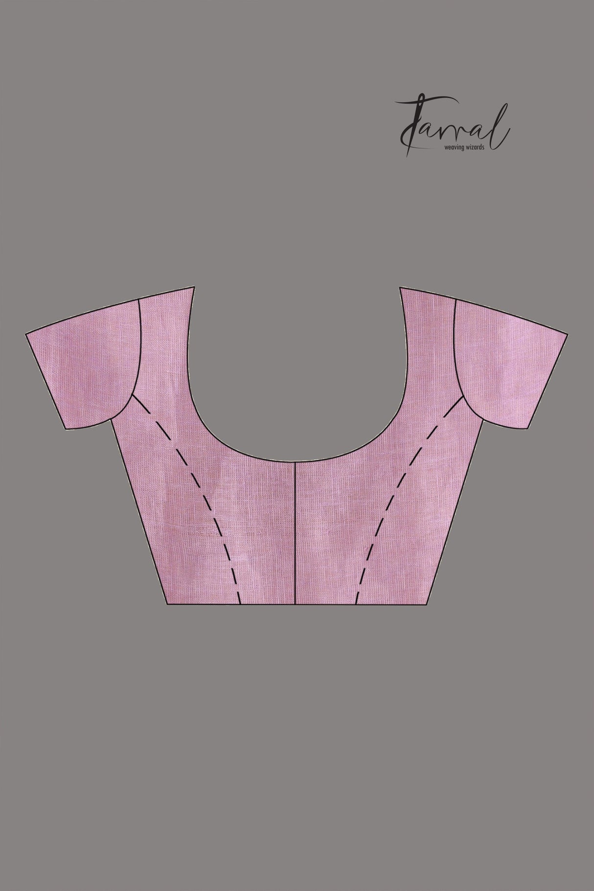 Lavender dhala zari linen handloom saree - Tamal Boutique