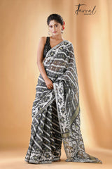 Smoke grey handloom soft dhakai jamdani saree - Tamal Boutique