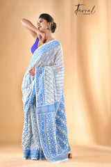 Ganga nil soft handloom dhaki jamdani saree - Tamal Boutique