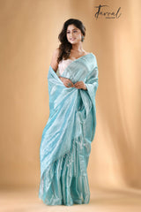 Light Sea Green Tissue handloom saree - Tamal Boutique