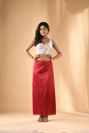 Tomato red lycra stretchable petticoat - Tamal Boutique