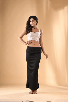 Black Fish Cutting Lycra Stretchable Free Size Petticoat - Tamal Boutique