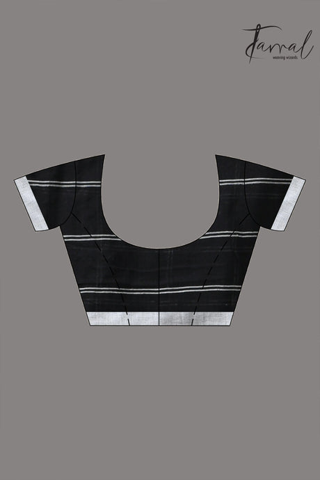 Black with white border checks bhujodi cotton handloom saree