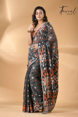Slate symphony soft Handloom dhakai jamdani saree - Tamal Boutique