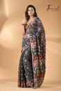 Slate symphony soft Handloom dhakai jamdani saree - Tamal Boutique