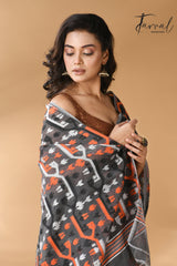 Slate symphony soft Handloom dhakai jamdani saree - Tamal Boutique
