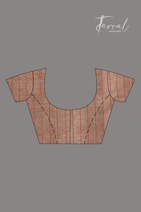 Chocolate Brown with Red Tussar SilkTraditional Handwoven Jamdani Saree - Tamal Boutique