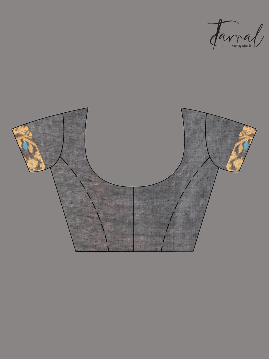 Grey with multi colour soft handloom dhaki jamdani saree - Tamal Boutique