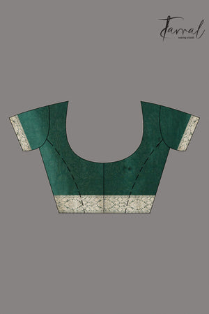 Bottle green with antic silver zari allover jal design banarasi silk saree - Tamal Boutique