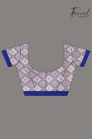 Royal blue with silver zari Banarasi silk saree - Tamal Boutique