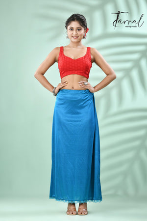 Peacock blue Lycra Stretchable Petticoat - Tamal Boutique
