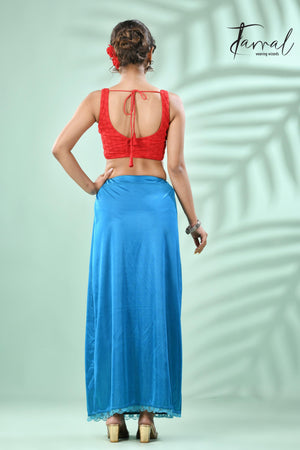 Peacock blue Lycra Stretchable Petticoat - Tamal Boutique