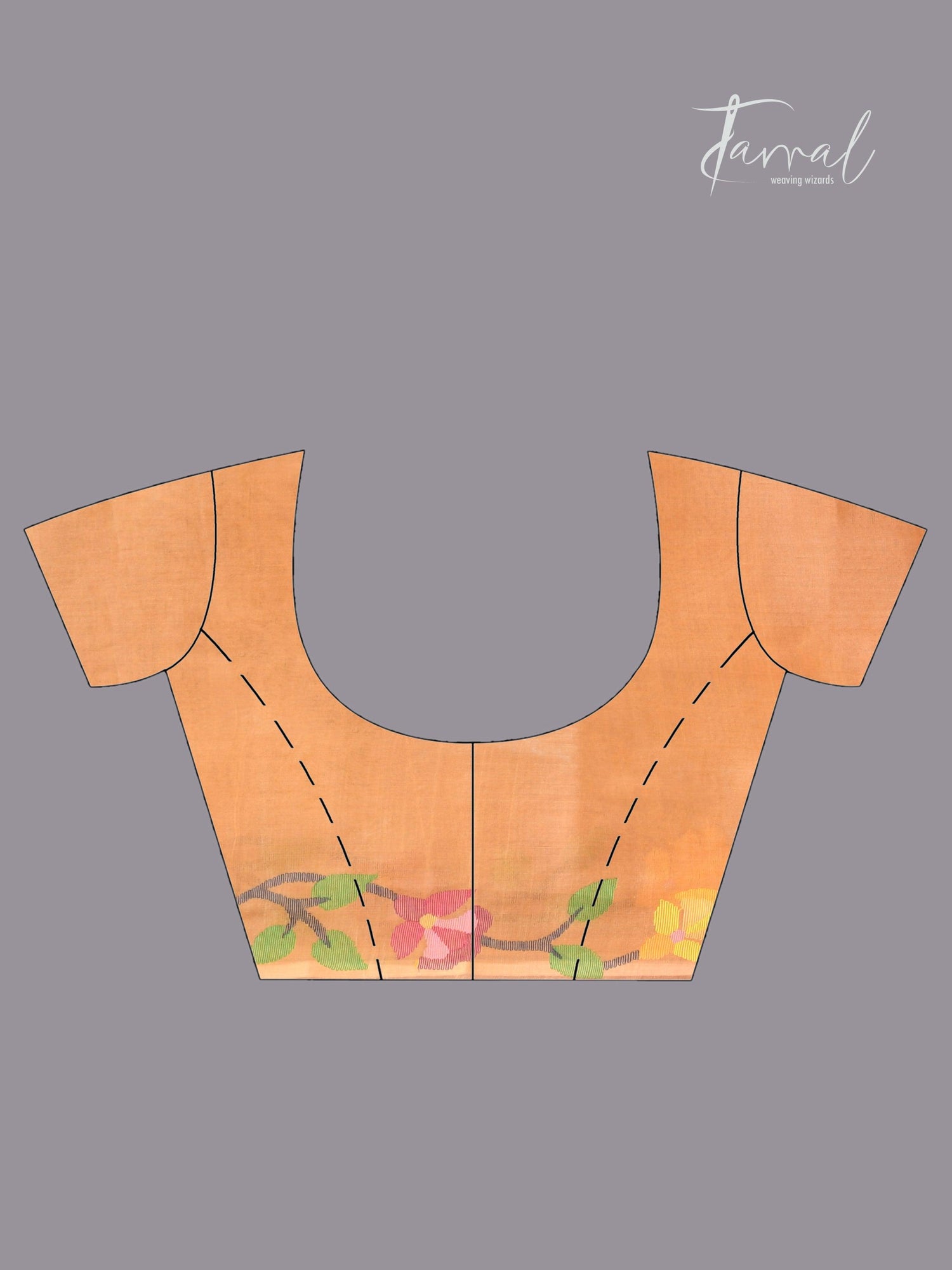 Saffron Floral Splendor muslin silk handwoven jamdani saree blouse