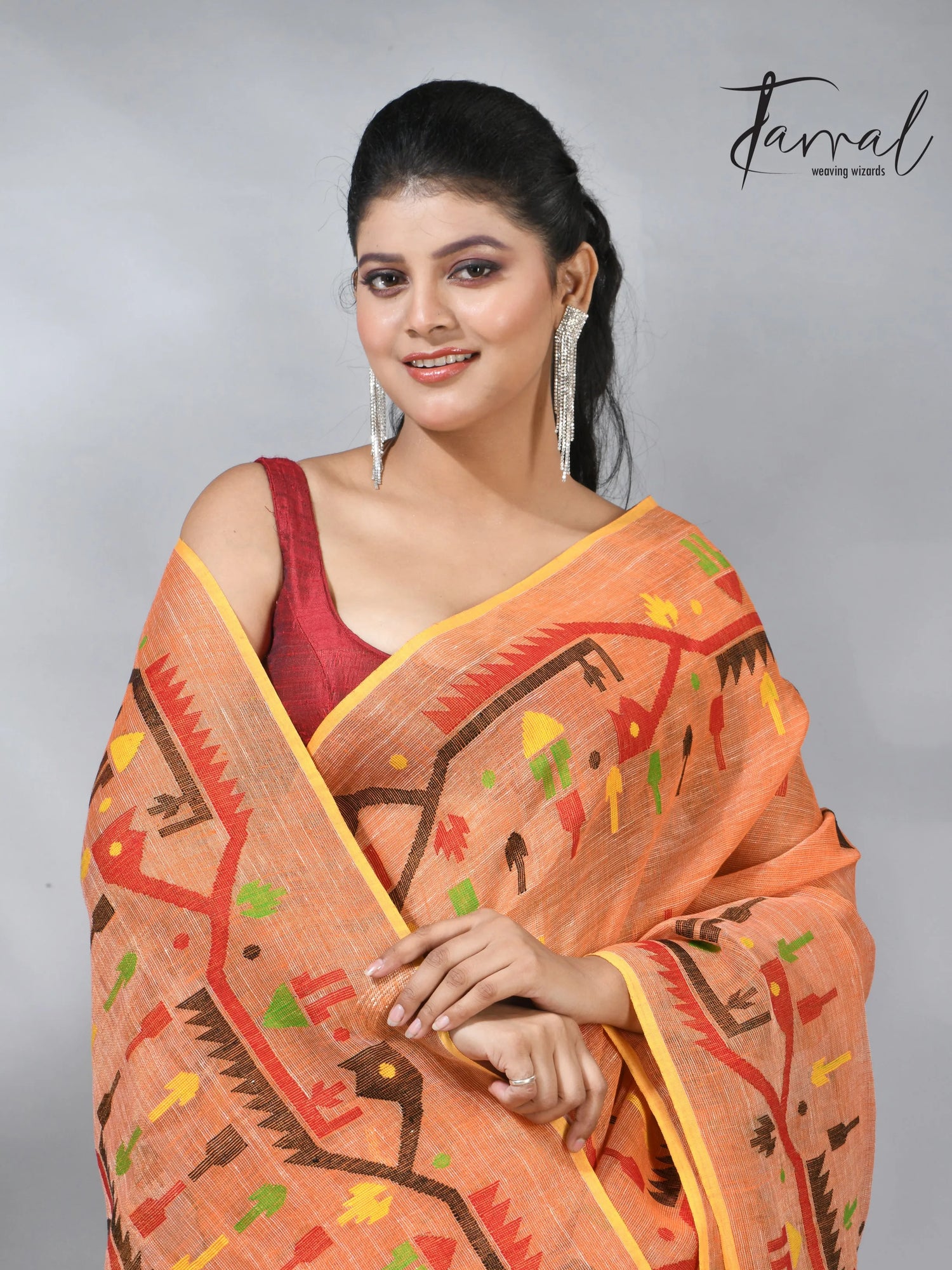 jamdani saree, jamdani, handloom, handwoven, saree, silk, dhakai, weaving, kolkatasaree, tamalboutique