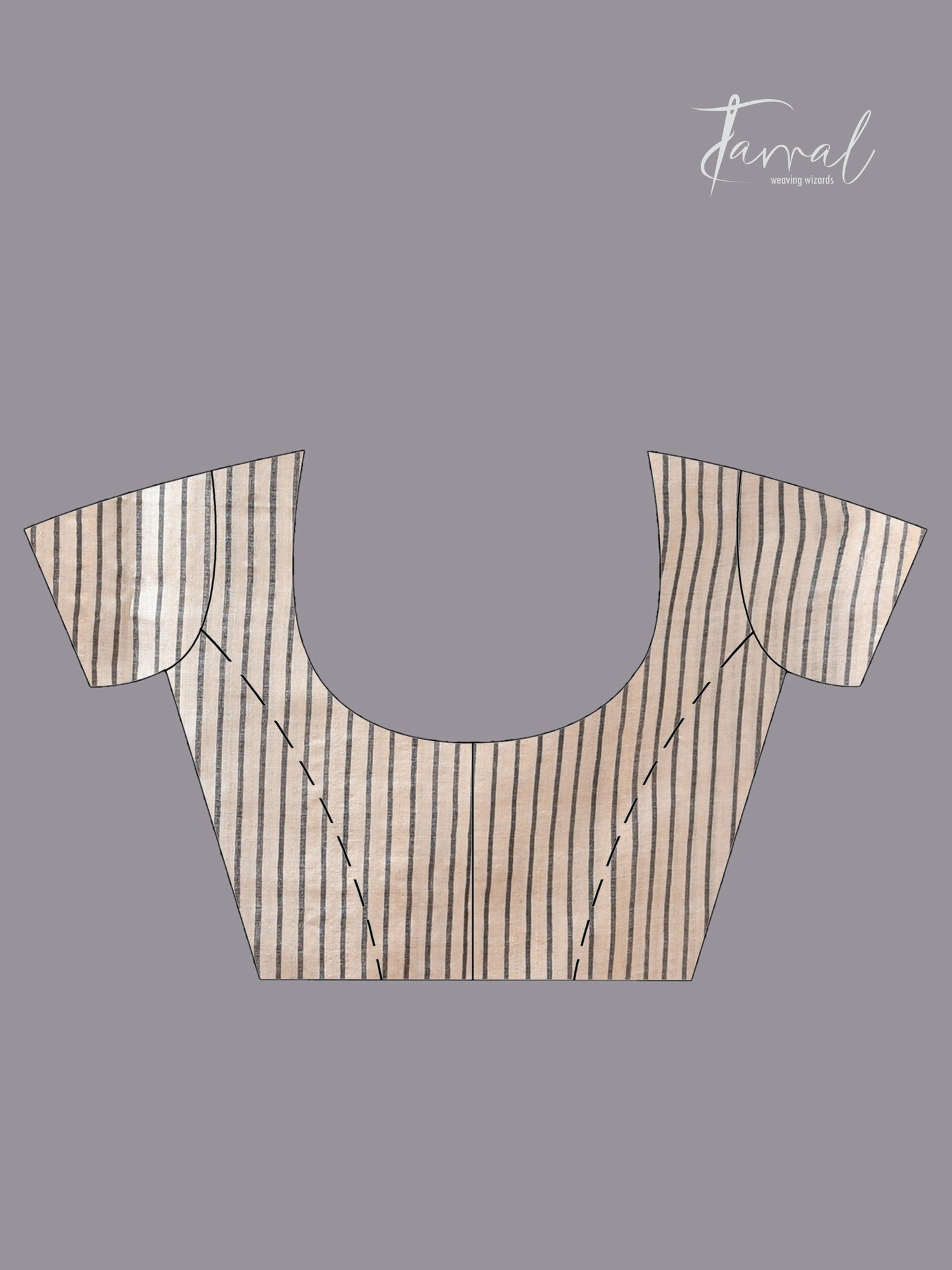 Sandalwood traditional handwoven Jamdani Black Border Saree blouse