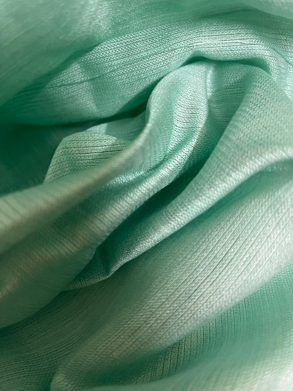 Sea green with multi colour allover floral muslin silk handwoven jamdani saree - Tamal Boutique