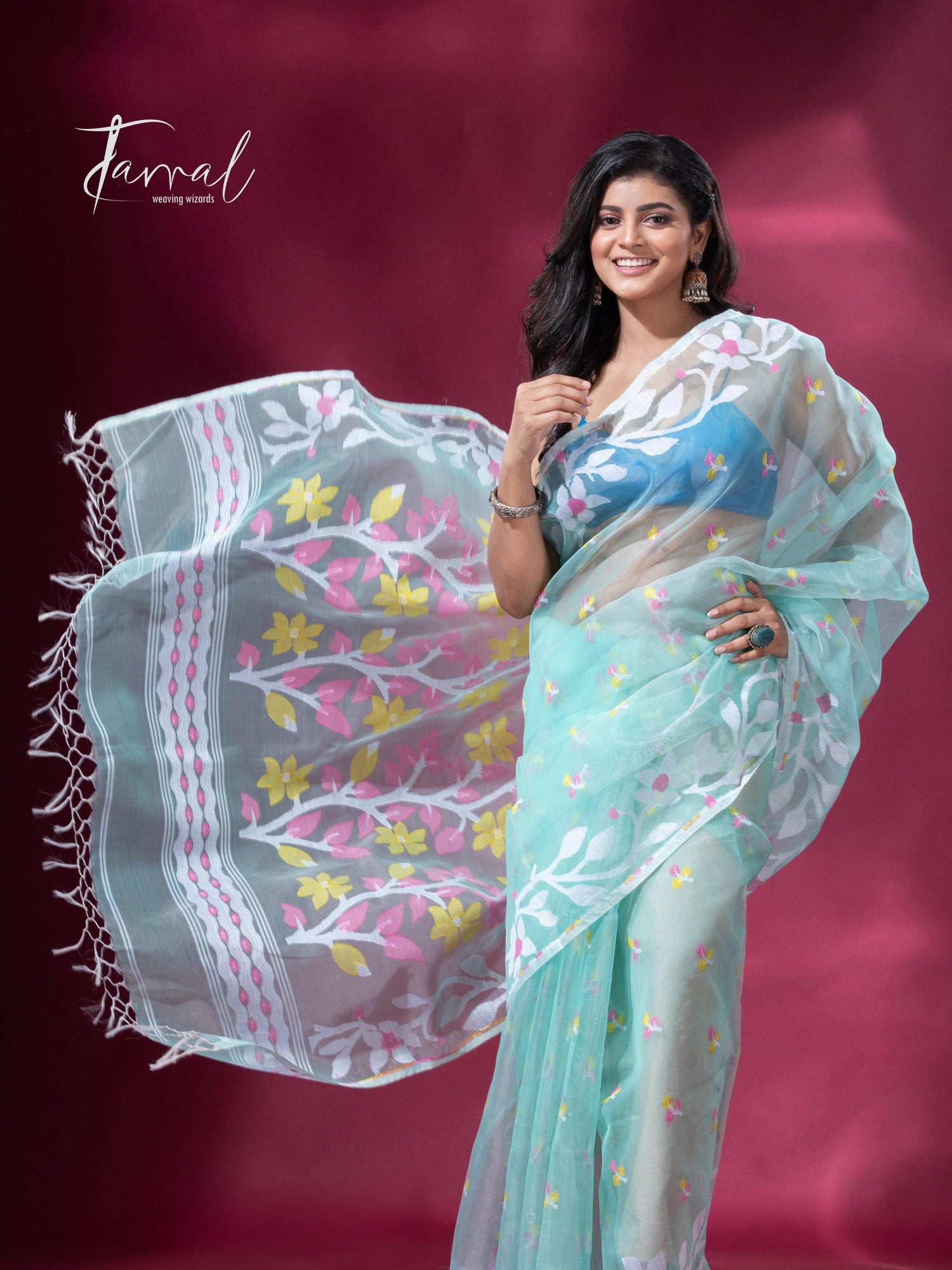 jamdani saree, jamdani, handloom, handwoven, saree, silk, dhakai, weaving, kolkatasaree, tamalboutique