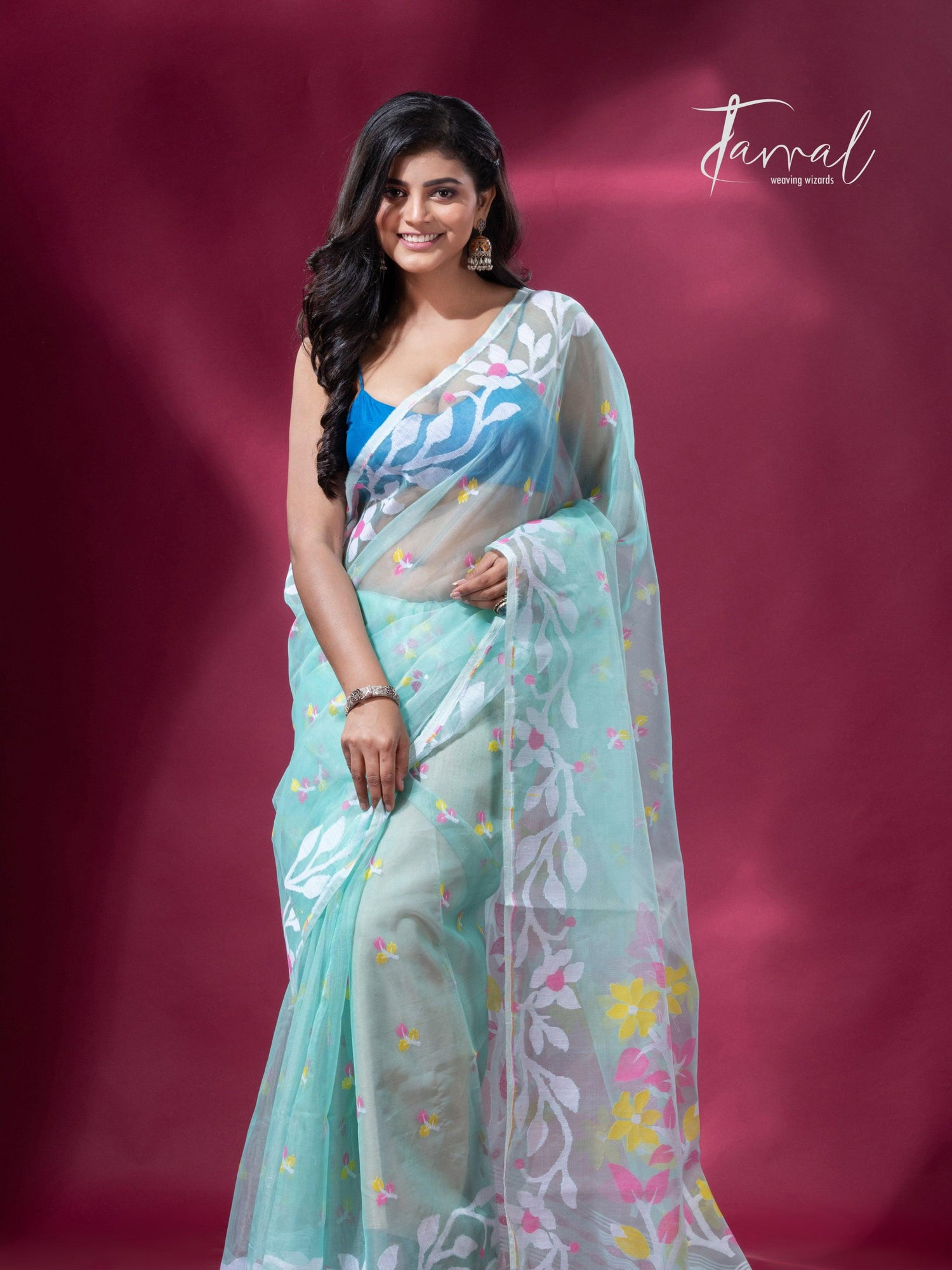 jamdani saree, jamdani, handloom, handwoven, saree, silk, dhakai, weaving, kolkatasaree, tamalboutique