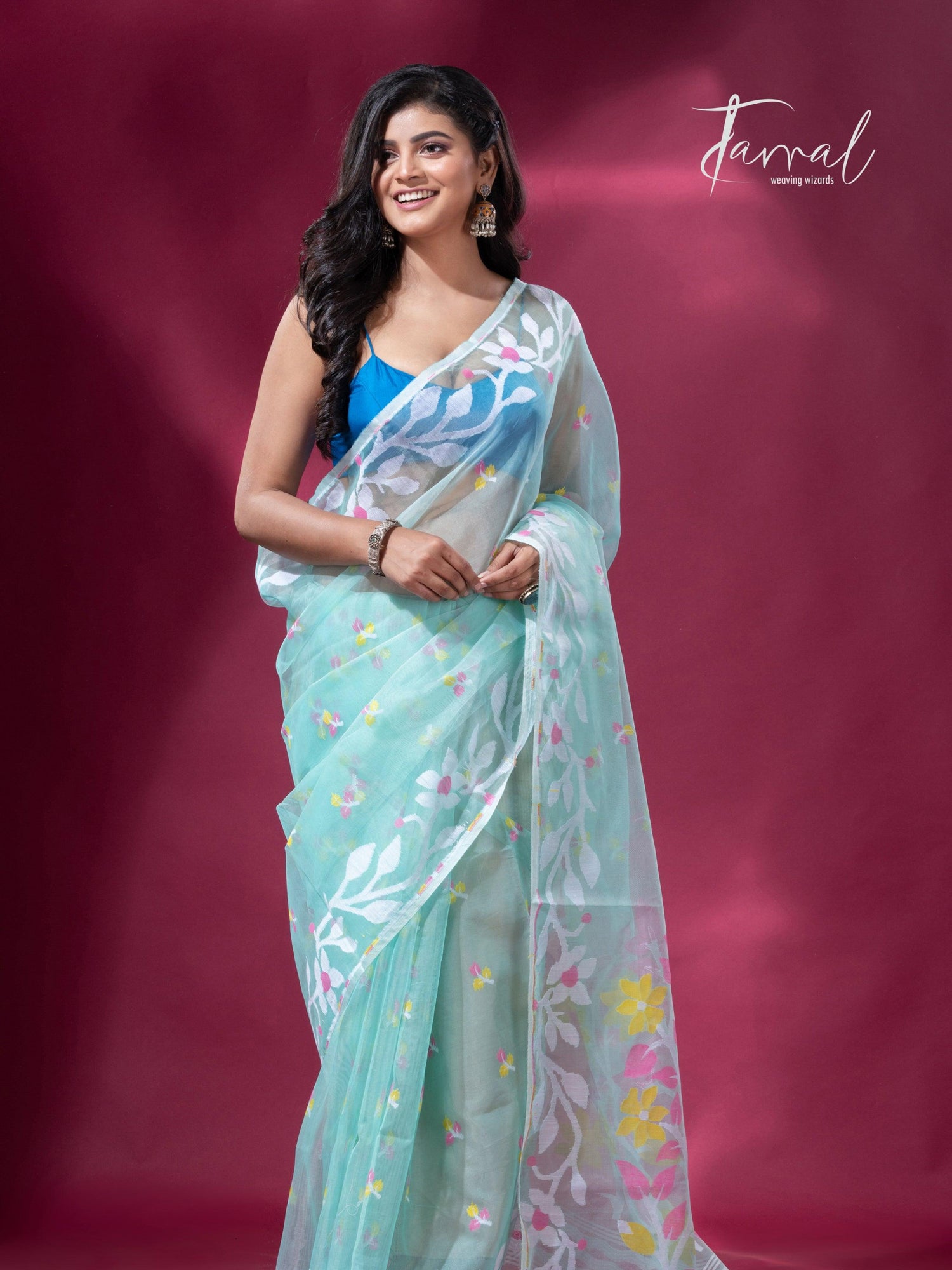 jamdani saree, jamdani, handloom, handwoven, saree, silk, dhakai, weaving, kolkatasaree, tamalboutique