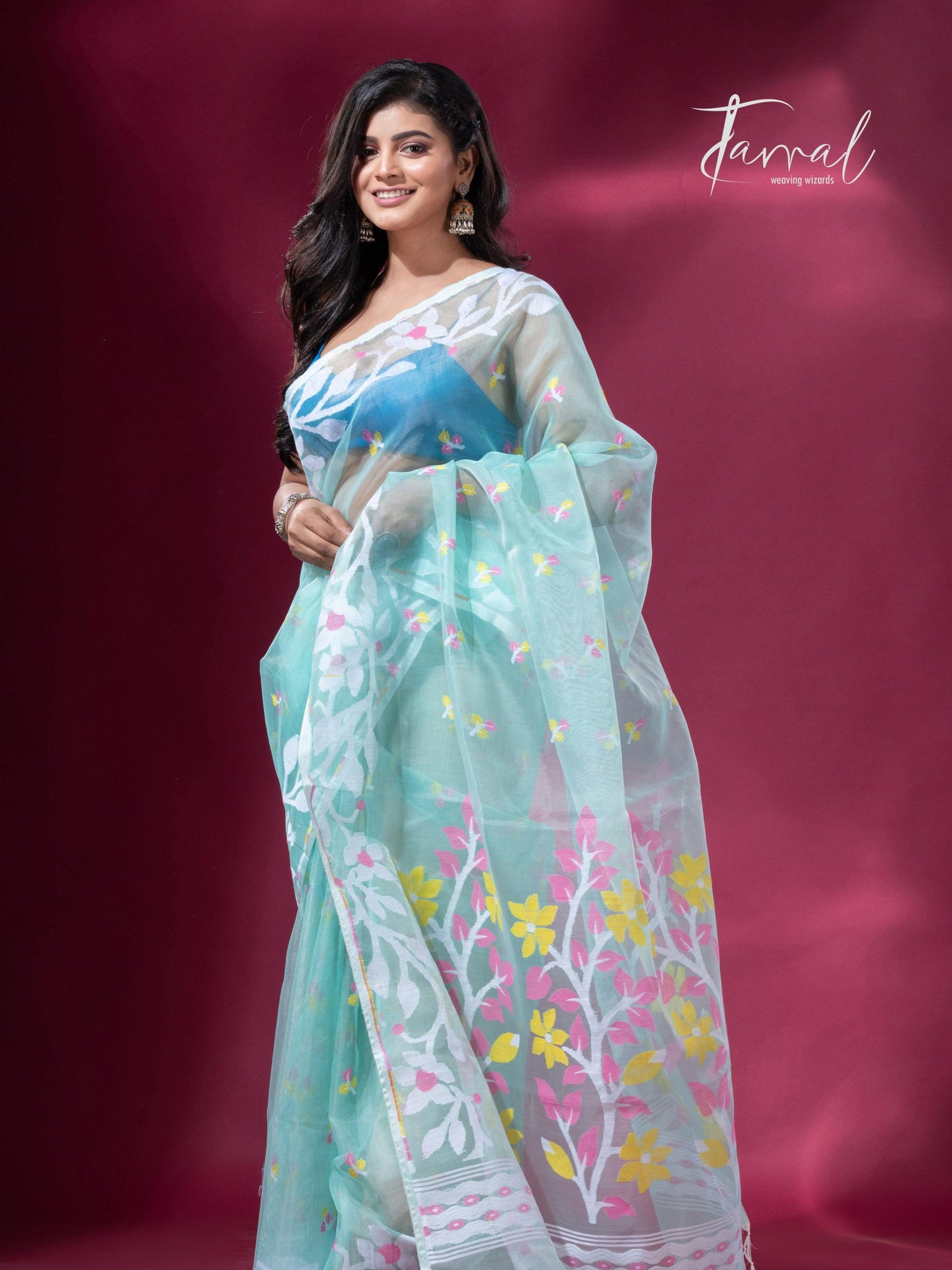 jamdani saree, jamdani, handloom, handwoven, saree, silk, dhakai, weaving, kolkatasaree, tamalboutique