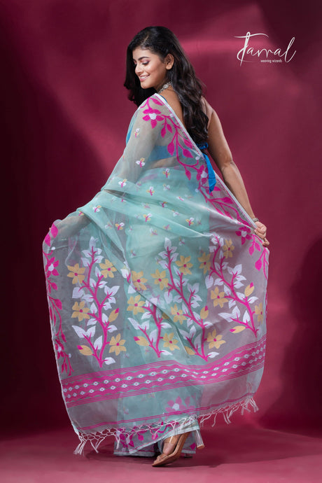 jamdani saree, jamdani, handloom, handwoven, saree, silk, dhakai, weaving, kolkatasaree, tamalboutique
