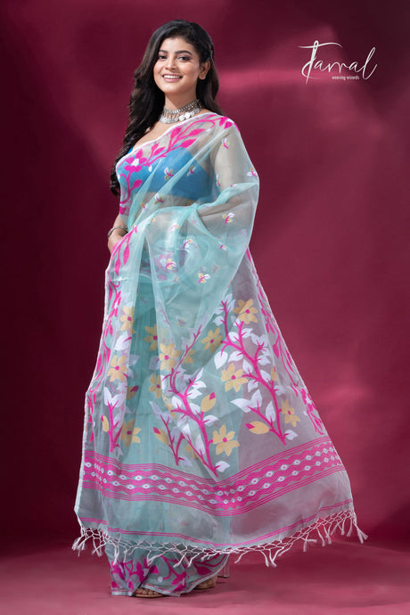 jamdani saree, jamdani, handloom, handwoven, saree, silk, dhakai, weaving, kolkatasaree, tamalboutique