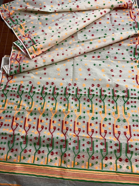 Shweta Rangoli soft handloom dhaki jamdani saree - Tamal Boutique