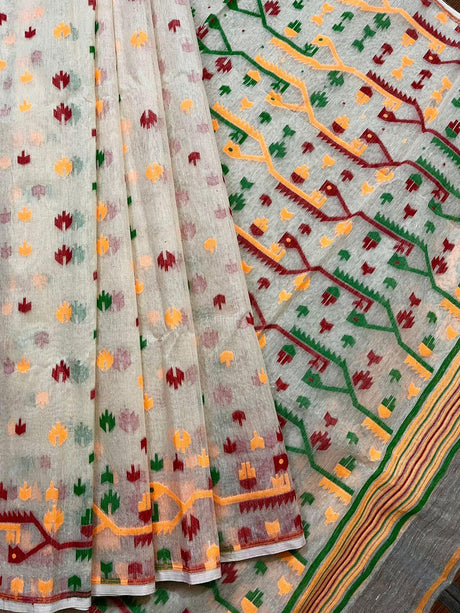 Shweta Rangoli soft handloom dhaki jamdani saree - Tamal Boutique