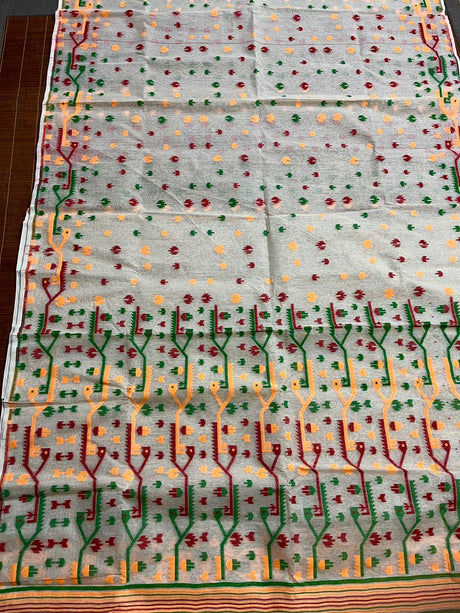 Shweta Rangoli soft handloom dhaki jamdani saree - Tamal Boutique