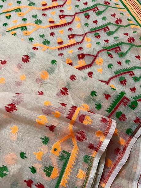 Shweta Rangoli soft handloom dhaki jamdani saree - Tamal Boutique