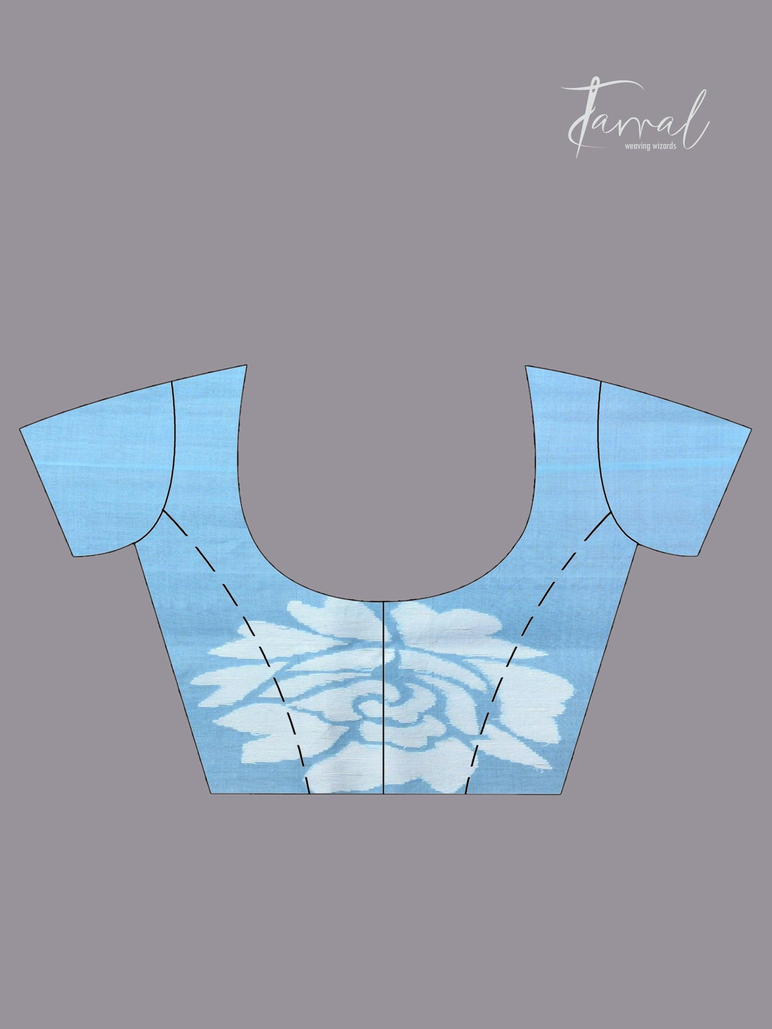 Sky blue with allover rose motifs handwoven jamdani saree blouse