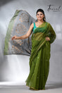 The Green silk cotton in Handwoven jamdani saree collection