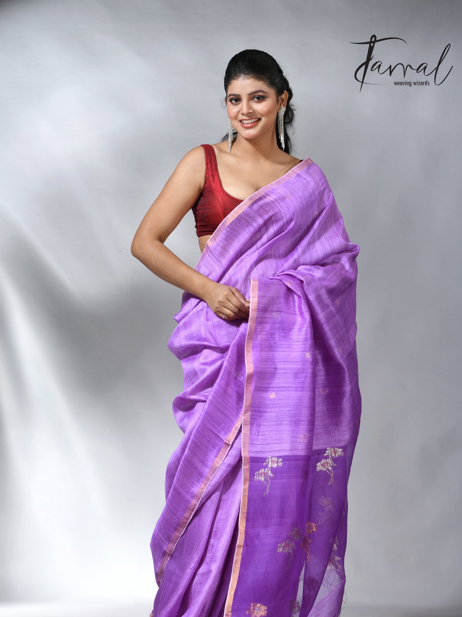 The Periwinkle matka silk handloom jamdani saree collection