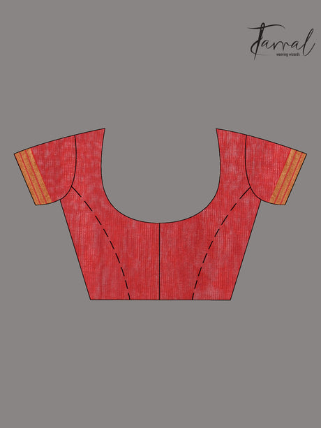 The beautiful Tomato red colour linen jamdhani handloom saree 