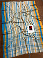 White with firoza and yellow dhonekhali cotton handloom saree - Tamal Boutique