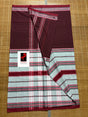 White with maroon and black dhonekhali cotton handloom saree - Tamal Boutique