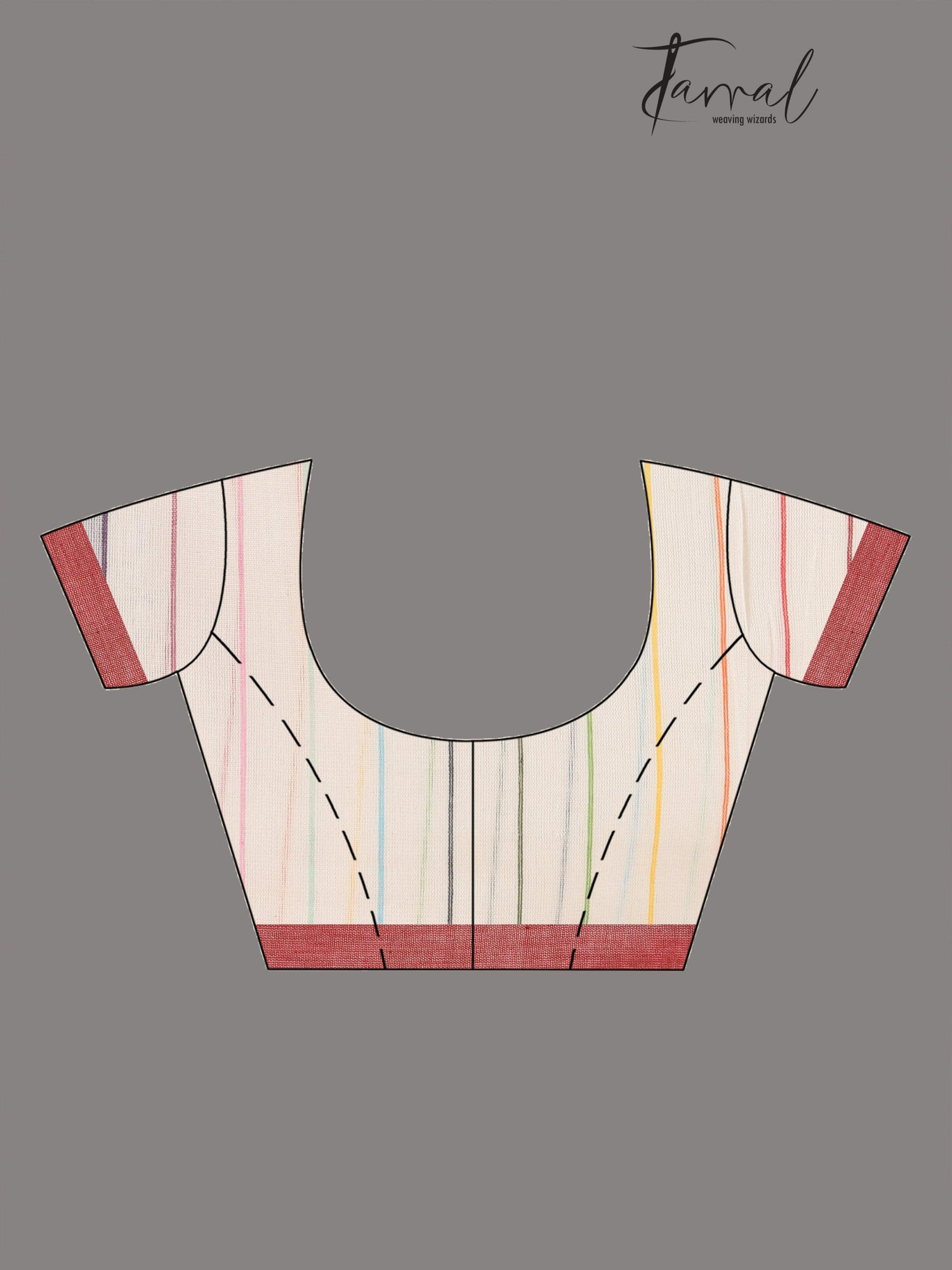 White with multicolour bhujodi design cotton handloom saree