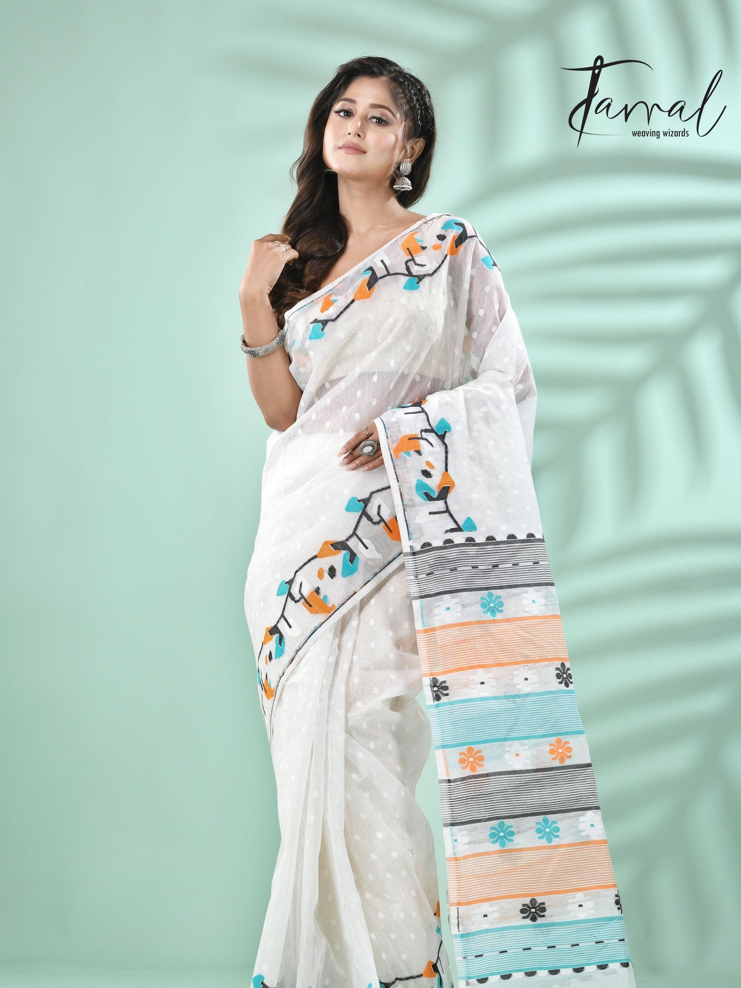 jamdani saree, jamdani, handloom, handwoven, saree, silk, dhakai, weaving, kolkatasaree, tamalboutique