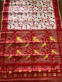 White with red border soft bird design handloom dhakai jamdani saree - Tamal Boutique