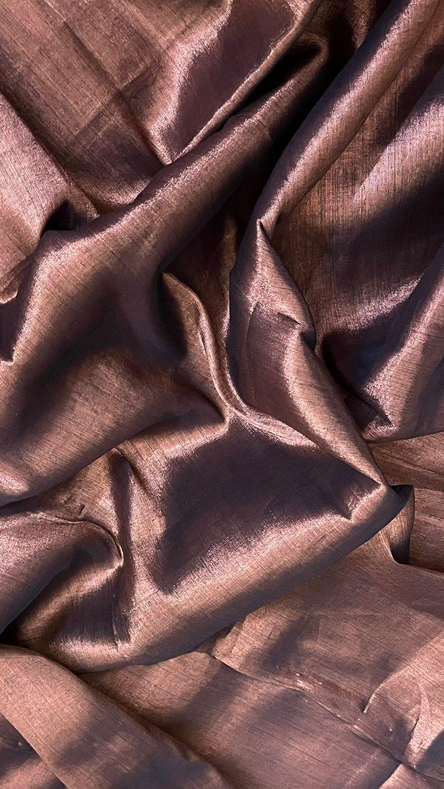 Copper colour tissue handloom saree - Tamal Boutique