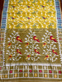 Yellow with water blue border soft bird design handloom dhakai jamdani saree - Tamal Boutique