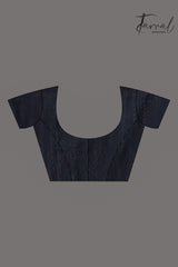 Zari border with cotton handloom striped jamdani saree in Black blouse