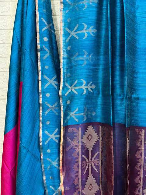 Deep Firoza  with Rani pallu traditional matka silk handwoven jamdani saree