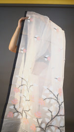 Offwhite & black floral muslin silk handwoven jamdani saree video