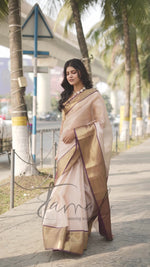 Golden Beige Colour Tissue Banarasi Silk Saree