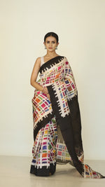 Black with multi colour boxed handcrafted batik silk sarees video
