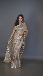 Light ash temple border matka silk handwoven jamdani sarees video