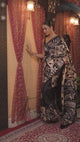 Black & Offwhite Handcrafted Wax Batik Pure Silk Saree